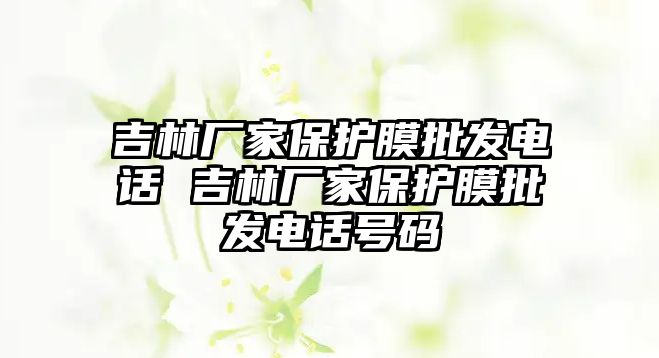 吉林廠家保護膜批發電話 吉林廠家保護膜批發電話號碼