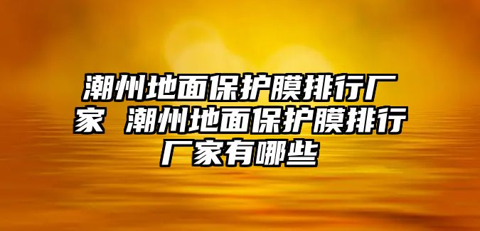 潮州地面保護膜排行廠家 潮州地面保護膜排行廠家有哪些