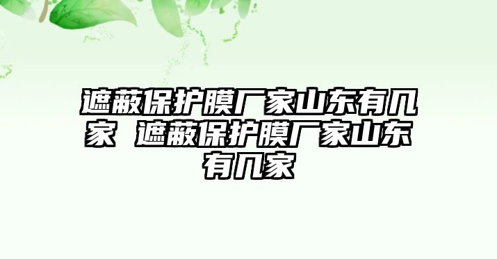 遮蔽保護膜廠家山東有幾家 遮蔽保護膜廠家山東有幾家