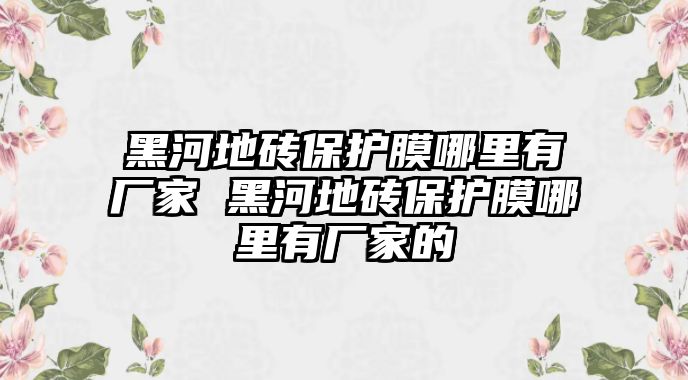 黑河地磚保護(hù)膜哪里有廠家 黑河地磚保護(hù)膜哪里有廠家的